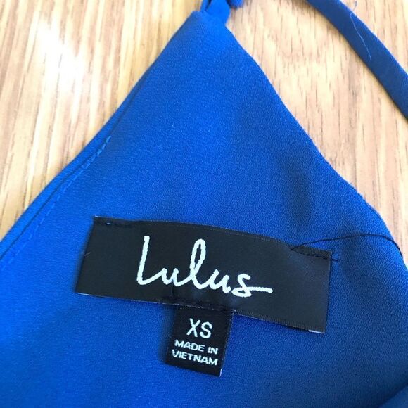 Lulus Manhattan Moment Ruffled Midi Wrap Dress Blue Straps Sleeveless - Picture 5 of 10